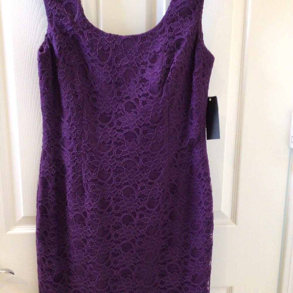 NWT. Aqua Deep Purple Lace Dress